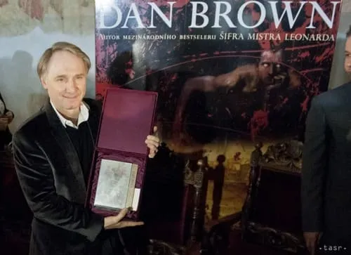 Dan Brown with an Award from IKAR Publishing House, Award Authored by Martin Augustín