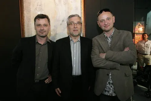 Martin Augustín, Marián Kvasnička, Andrej Augustín at a Vernissage in River Gallery in Bratislava